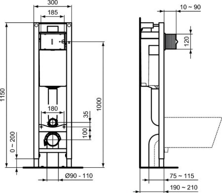 Инсталляция для подвесных унитазов Ideal Standard PROSYS ECO FRAME E233267