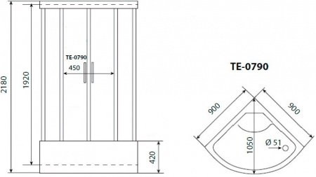 Душевая кабина Timo Eco TE-0790 90x90x215 профиль белый, стекло рифленое
