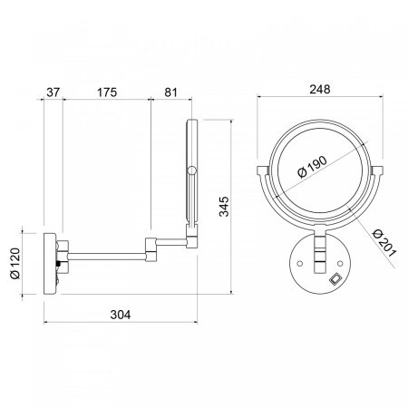 Косметическое зеркало с 5-ти кратным увеличением и подсветкой Timo Saona 13376/17 золото матовое