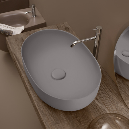 Раковина накладная 60см Kerasan Nolita 534389 серый матовый