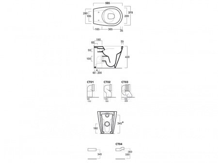 Унитаз приставной Simas Gambassi Rimless GA01 безободковый