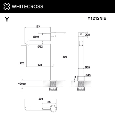 Смеситель для умывальника WHITECROSS Y Y1212NIB (брашированный никель)
