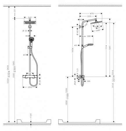 Душевая стойка Hansgrohe Crometta E 27281000 хром