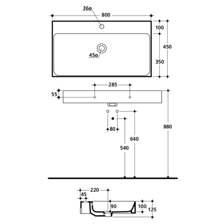 Раковина подвесная 80см Kerasan Cento 353301*1 белый