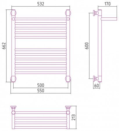 Полотенцесушитель водяной Сунержа Богема с полкой+ 60х50 золото