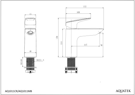 Смеситель для раковины Aquatek Вега AQ1011MB черный матовый