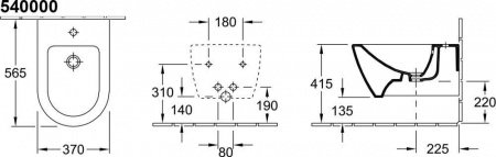 Биде подвесное Villeroy & Boch Subway 2.0 5400 00R1 alpin, Сeramicplus