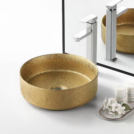 Раковина накладная 35см Point Виктория PN43064GB золото матовое