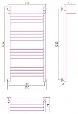 Полотенцесушитель водяной Сунержа Богема с полкой+ 100х50 сатин