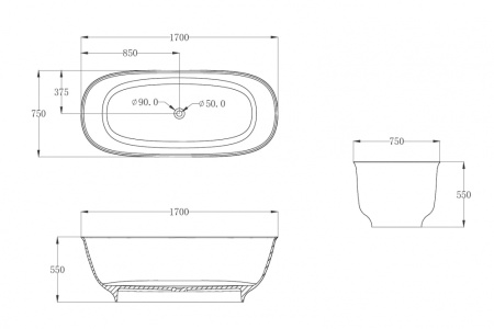 Прозрачная ванна ABBER Kristall AT9707Aquamarin бирюзовая