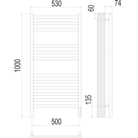 Полотенцесушитель электрический Terminus Енисей П12 50х100