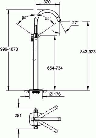 Смеситель для ванны Grohe Grandera 23318IG0 хром/золото