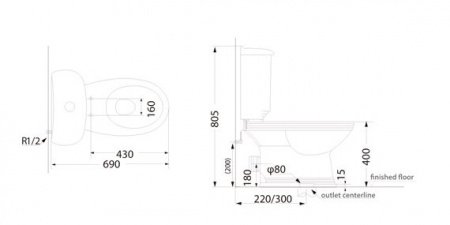 Унитаз напольный унитаз-компакт Creo Ceramique Marseille MA1002+MA1003+MA1001 белый