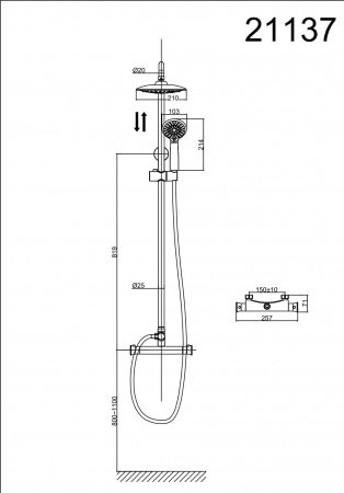 Душевая стойка D&K Bayern.Potsdam DA2113701B09 хром