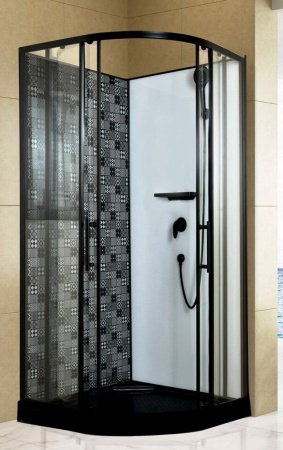 Душевая кабина Esbano Black ESKBB100С 100x100x210см, профиль черный матовый, стекло прозрачное