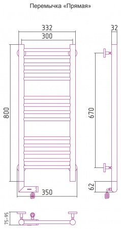 Полотенцесушитель электрический Сунержа Богема 2.0 80х30 белый матовый, подключение правое