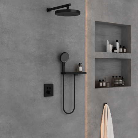 Душевой комплект Vincea Inspire VSFW-3I21T2RMB встраиваемый, термостатический, 2 режима, черный