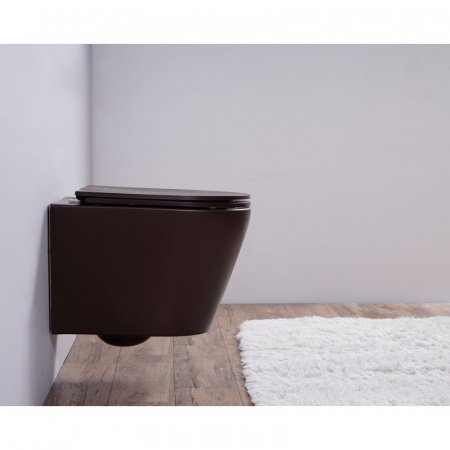 Унитаз подвесной Esbano CLAVEL коричневый матовый, с сиденьем микролифт