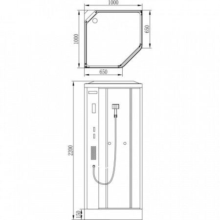 Душевая кабина Orans 1120000 100x100x220 профиль белый, стекло прозрачное