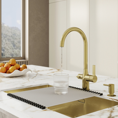 Смеситель для кухни с каналом для фильтрованной воды, матовое золото, Pure, IDDIS PURMGFJi05