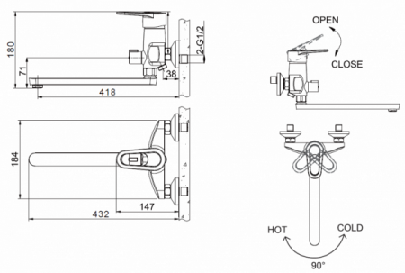 Смеситель для ванны с душем Bravat Loop F6124182CP-02L-RUS хром