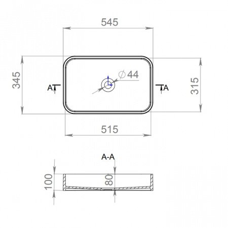 Раковина накладная 54.5см Salini Callista 1101204SM белый матовый