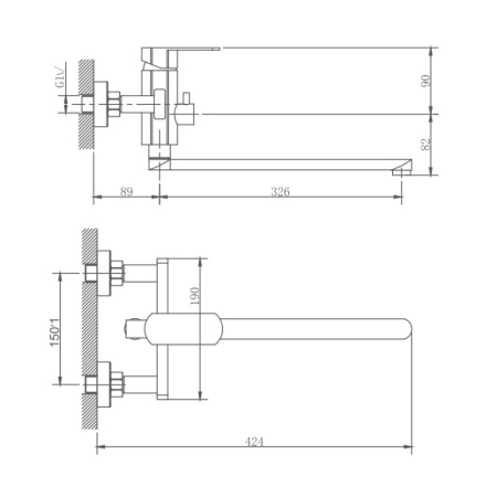 Смеситель для ванны Haiba HB22806, сталь