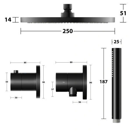 Встраиваемая душевая система Keuco IXMO 59602370001 черный матовый