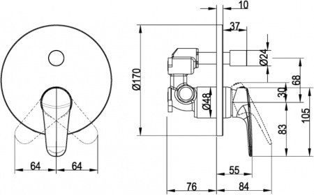 Смеситель для ванны с душем Villeroy & Boch O.Novo Start TVS10535311061 хром