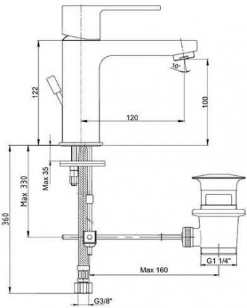 Смеситель для раковины E.C.A Nita 102188047EX хром