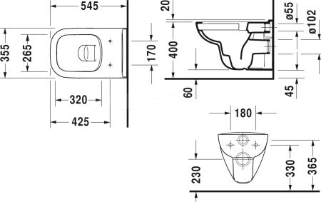 Унитаз подвесной безободковый Duravit D-Code 45700900A1 с сиденьем микролифт