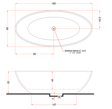 Ванна отдельностоящая Gruppo Treesse Carezza 180 иск. камень, белый глянцевый