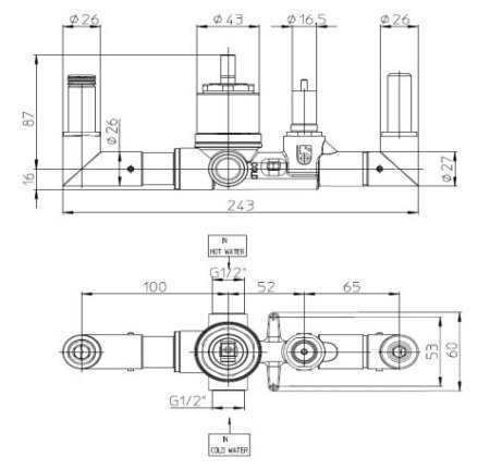  Скрытая часть для встраиваемого смесителя для ванны Bossini Apice Z00546 