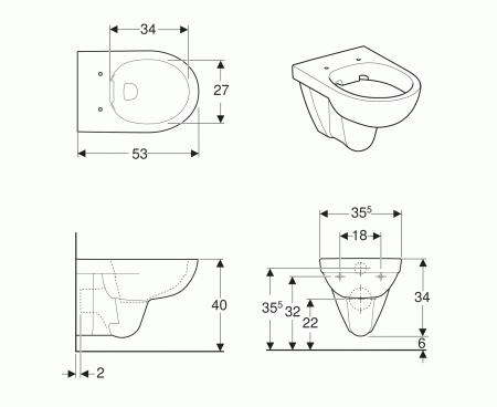 Унитаз подвесной безободковый Geberit Selnova 500.265.01.1 без сиденья