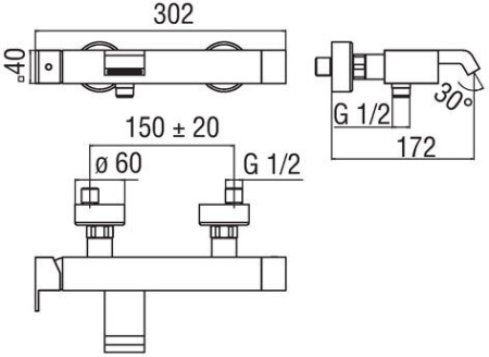 Смеситель для ванны Nobili Ray RY00110/1CR Хром