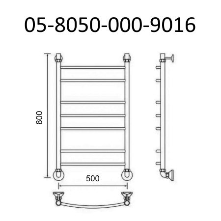 Полотенцесушитель водяной Маргроид Вид 5 80х50 белый матовый