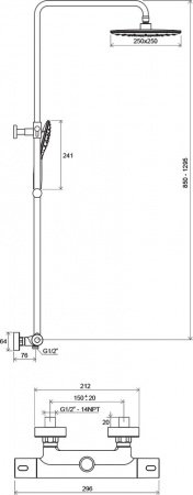 Душевая стойка Ravak Termo 300 TE 093.00/150