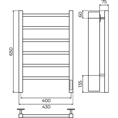 Полотенцесушитель электрический Terminus Ватикан П6 40х65