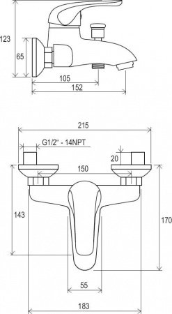 Смеситель для ванны с душем Ravak Rosa X070011 хром