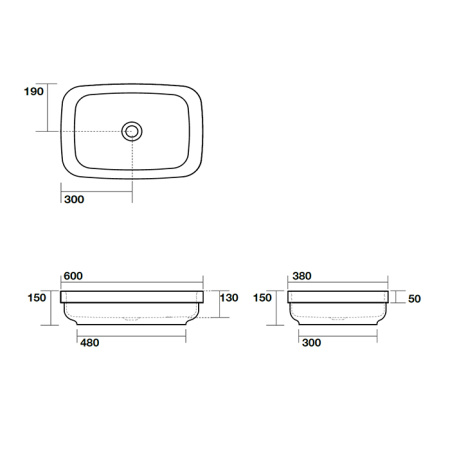 Раковина встраиваемая сверху / накладная 60см Kerasan Tribeca 514330 белый