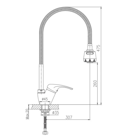 Смеситель для кухни Haiba HB4313, хром