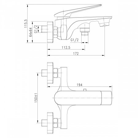 Смеситель для ванны с душем Lemark Allegro LM5914CW хром/белый