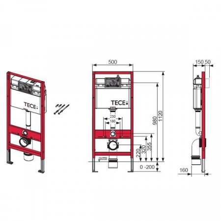Готовое решение (4 в 1) для подвесных унитазов TECE Profil 9400412 хром глянцевый