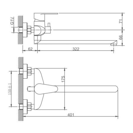 Смеситель для ванны Haiba HB22801-2, сталь