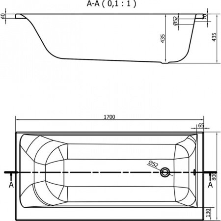 Ванна прямоугольная Cersanit SMART 170x80 левая
