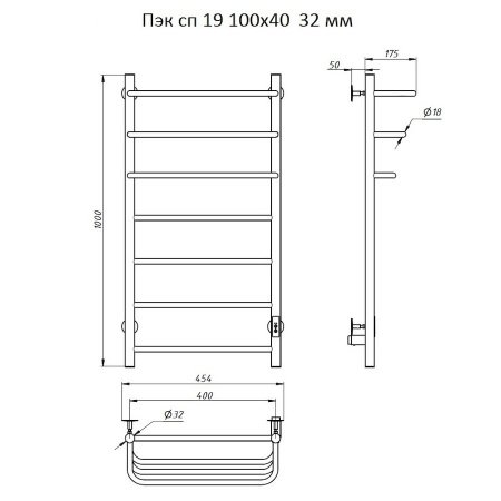 Полотенцесушитель электрический Тругор Пэк серия 19 100х40 хром