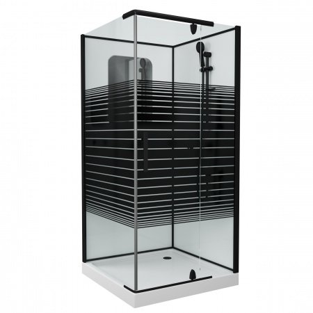 Душевая кабина Grossman GR270QL 100x100x205 профиль черный, стекло прозрачное с узором