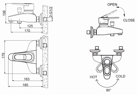 Смеситель для ванны с душем Bravat Loop F6124182CP-01-RUS хром