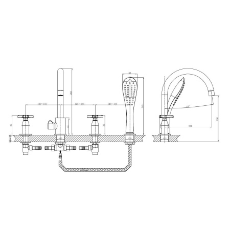 Смеситель на борт ванны D&K Hessen DA1384941, хром