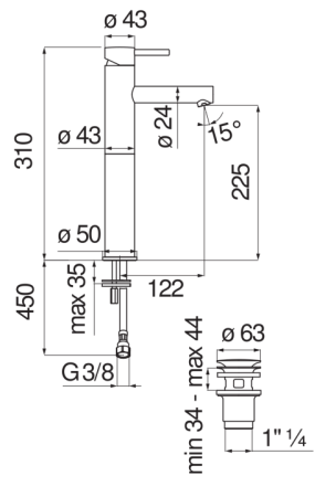 Смеситель для раковины Nobili Live LV00428/2CR хром